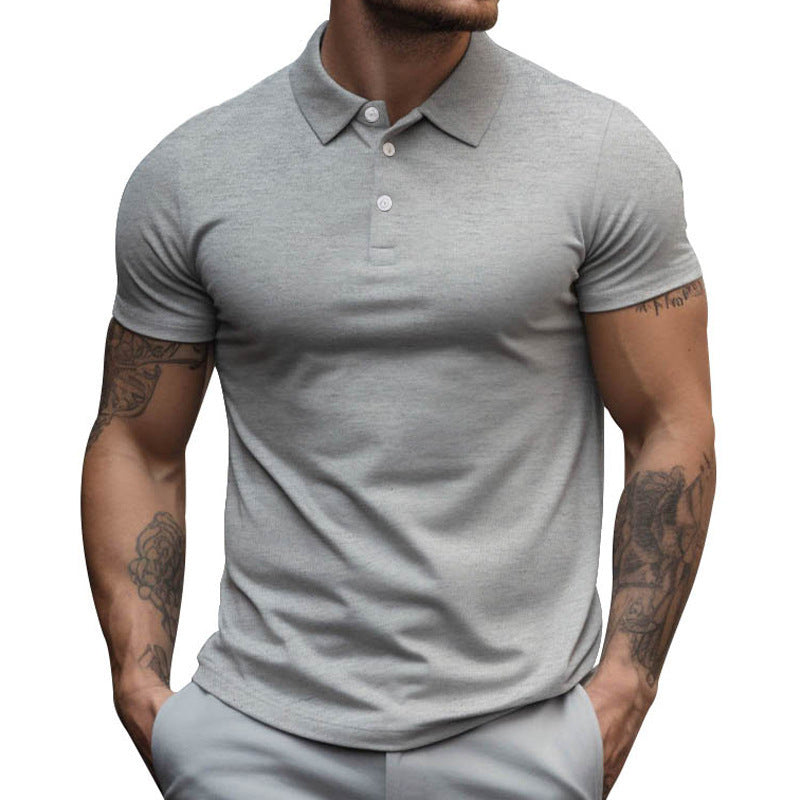 Herren nan tailliertes Stretch-Polo mit Hemdkragen kurzer Knopfleiste und körpernahem Schnitt R&B