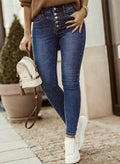 Damen High-Waist Jeans mit Knopfleiste und slim fit Schnitt