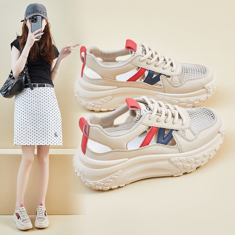 Damen Sportliche Chunky Sneakers mit atmungsaktiver Mesh-Oberfläche und rutschfester Sohle R&B