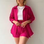 Damen lässige Oversized-Hemdjacke mit Gürtel R&B