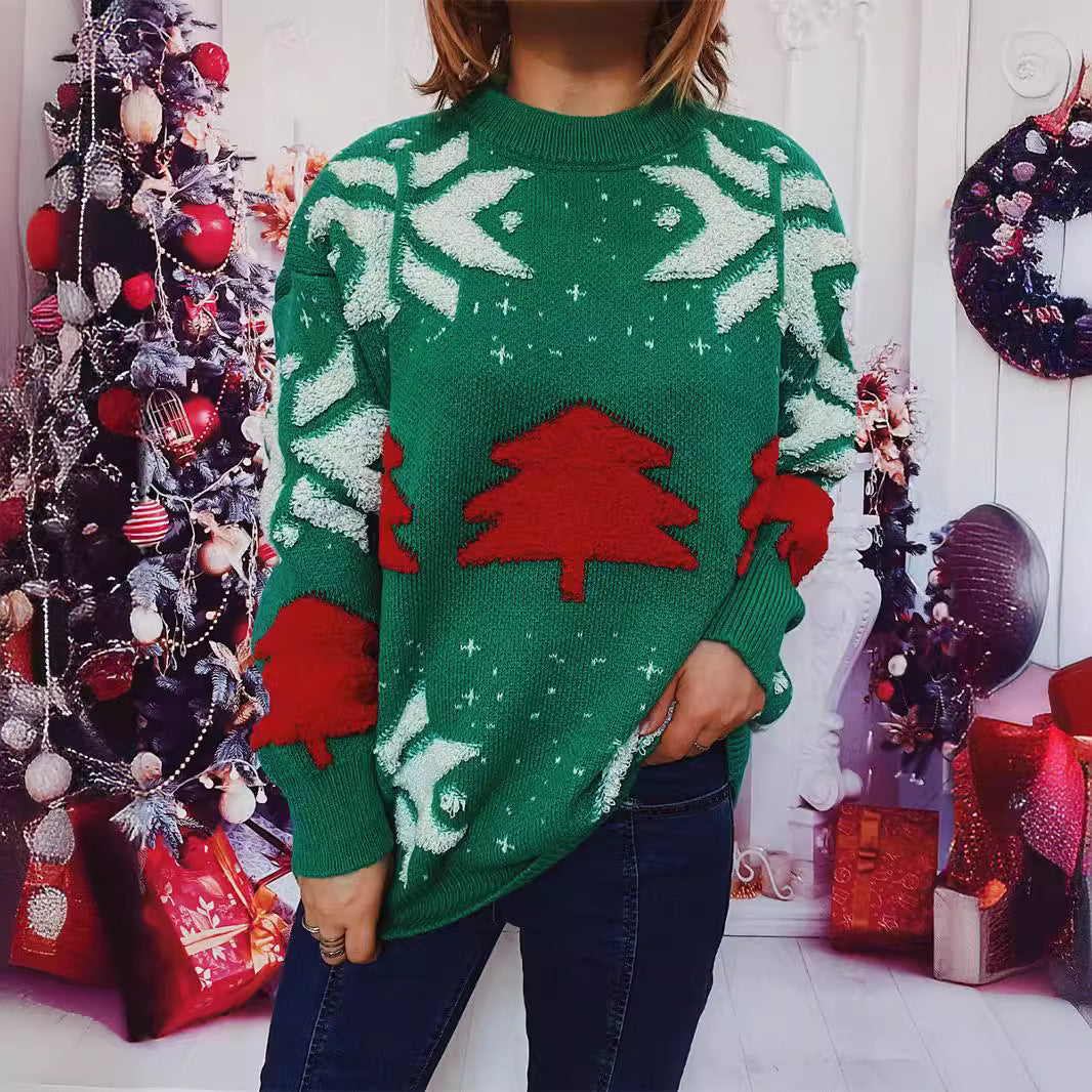 Damen lässiger Pullover mit festlichem Wintermotiv R&B