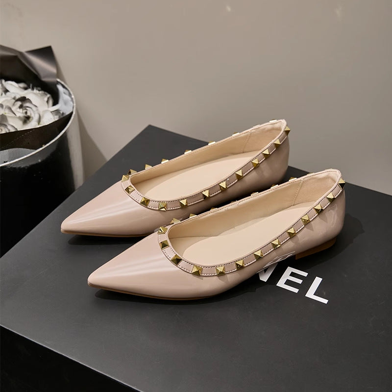 Damen schicke Ballerinas mit glamourösen Nietenverzierungen R&B