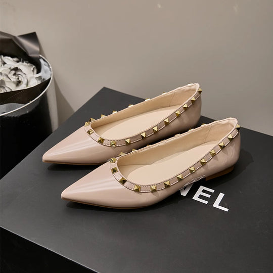 Damen schicke Ballerinas mit glamourösen Nietenverzierungen R&B