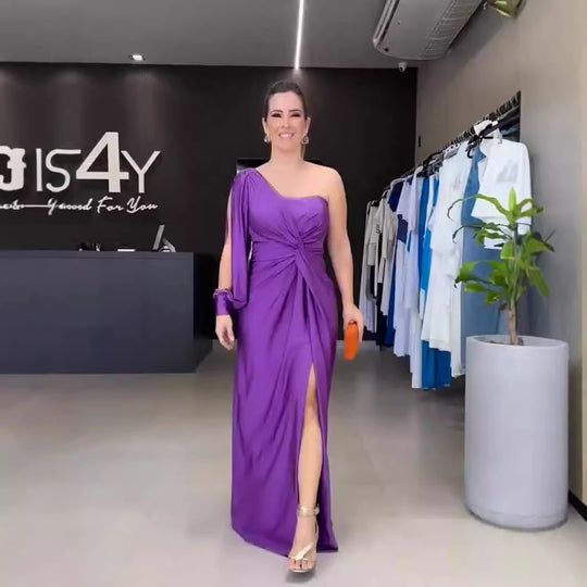Damen Maxikleid mit asymmetrischem Design und seitlichem Schlitz R&B
