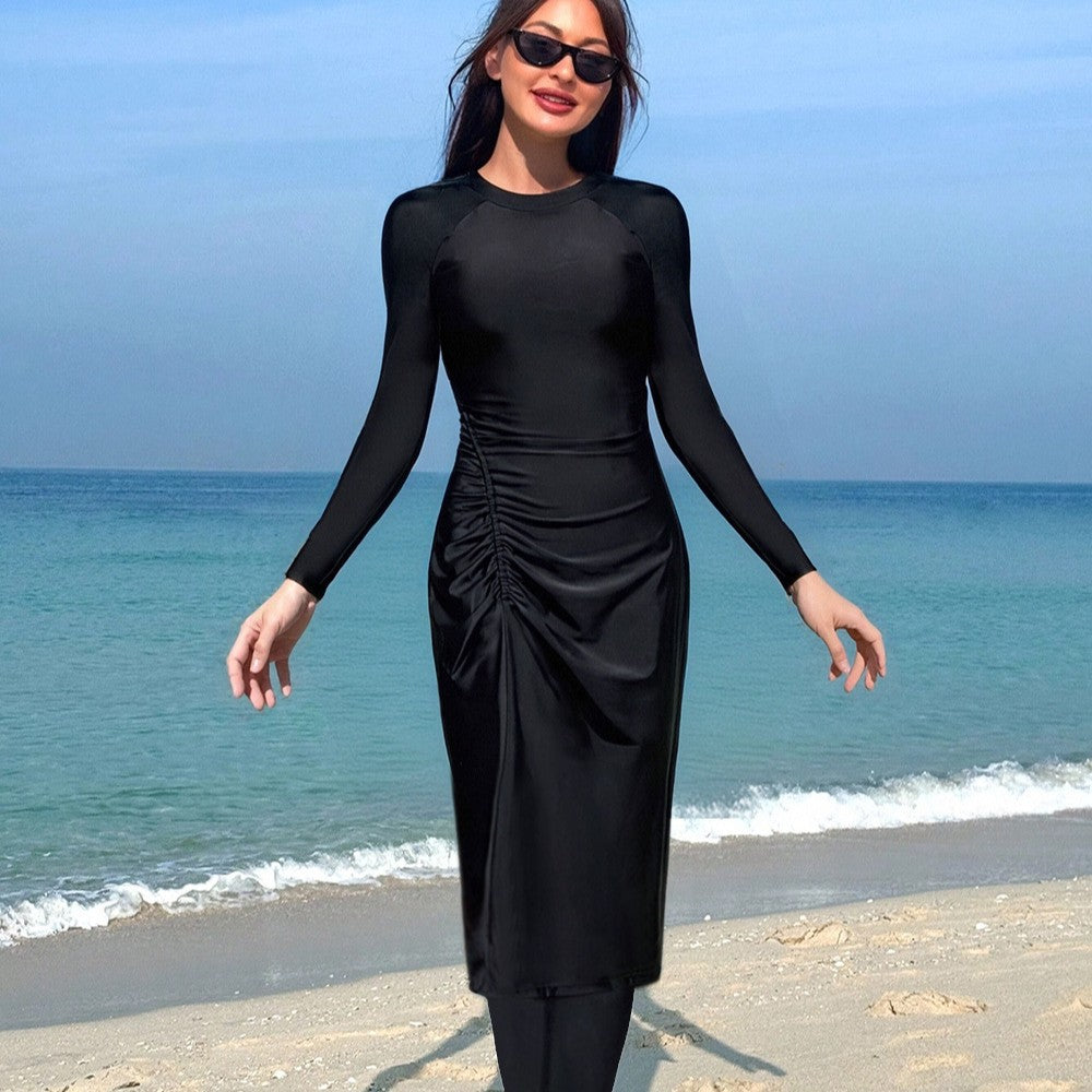 Damen Eleganter Langarm-Badeanzug mit figurbetonendem Design R&B