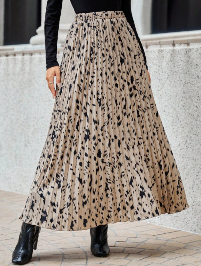 Damen Maxi-Faltenrock mit modischem Muster R&B