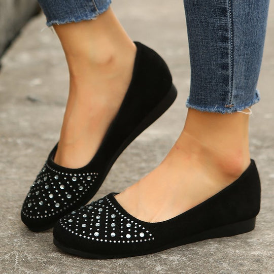 Damen Elegante Ballerinas mit Funkelndem Strass-Detail und Komfortabler Sohle R&B