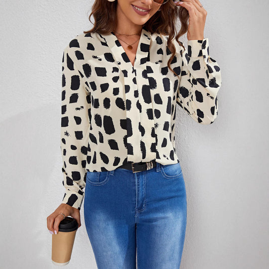 Damen Trendige Bluse mit künstlerischem Muster R&B
