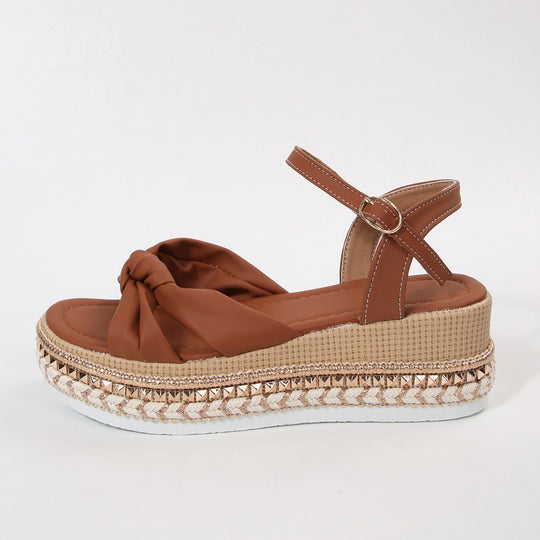 Damen elegante Plateau-Sandalen mit dekorativem Knötchen-Design R&B