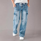 Damen Cargo-Jeans mit weitem Bein und verstellbarem Bund R&B