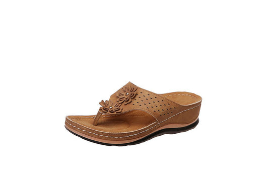 Damen Komfortable Zehentrenner-Sandalen mit floralem Design R&B