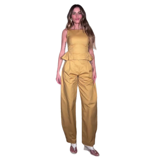 Damen Elegantes Jumpsuit mit peplum Detail und weitem Bein R&B