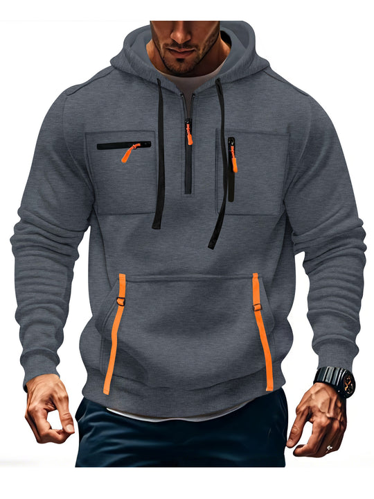 Herren modischer Kapuzenpullover mit funktionalen Reißverschlusstaschen R&B