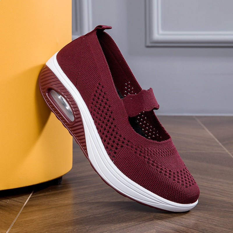 Damen atmungsaktive Slip-On Sneakers mit elastischem Riemen R&B