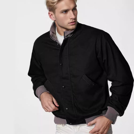 Herren lässige und bequeme Sportjacke mit hohem Kragen und praktischen Taschen R&B