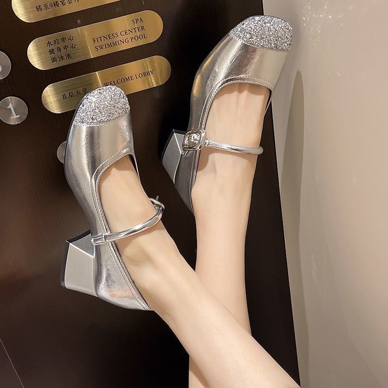 Damen elegante Mary Jane Schuhe mit Glitzer-Detail R&B
