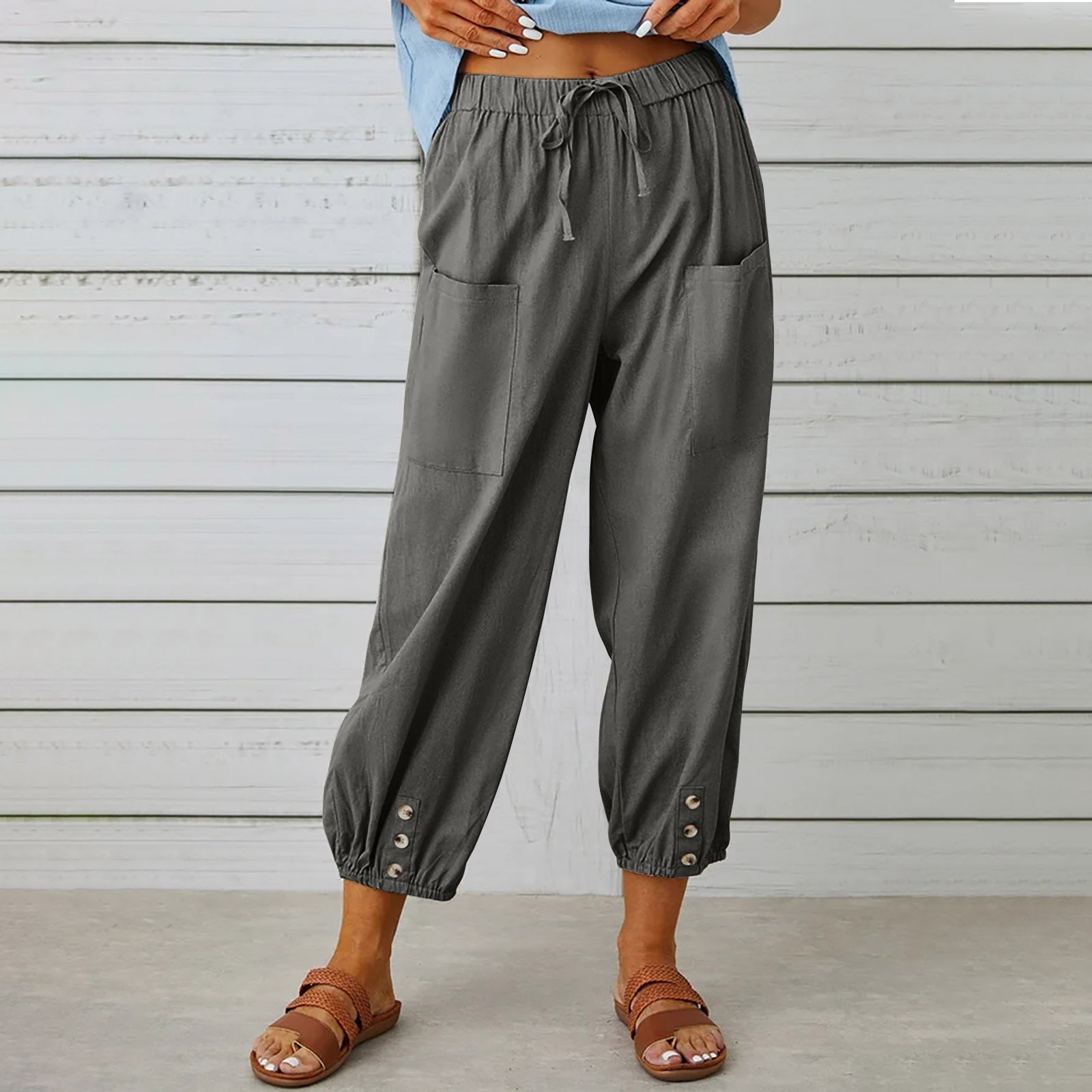 Damen Bequeme Freizeithose mit seitlichen Taschen und Bündchen R&B