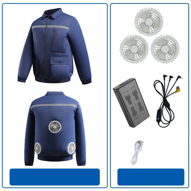Herren nan belüftete Arbeitsjacke mit integrierten Lüftern, USB-Stromanschluss und reflektierenden Einsätzen R&B