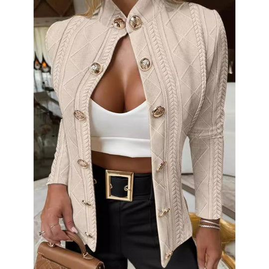 Damen Elegante und modische Strickjacke mit dekorativen Knöpfen R&B