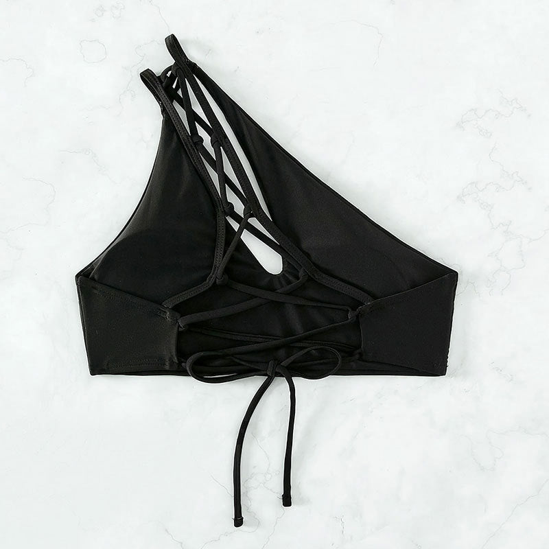 Damen Cropped Badeoberteil mit asymmetrischem Design und elegantem Cut-Out