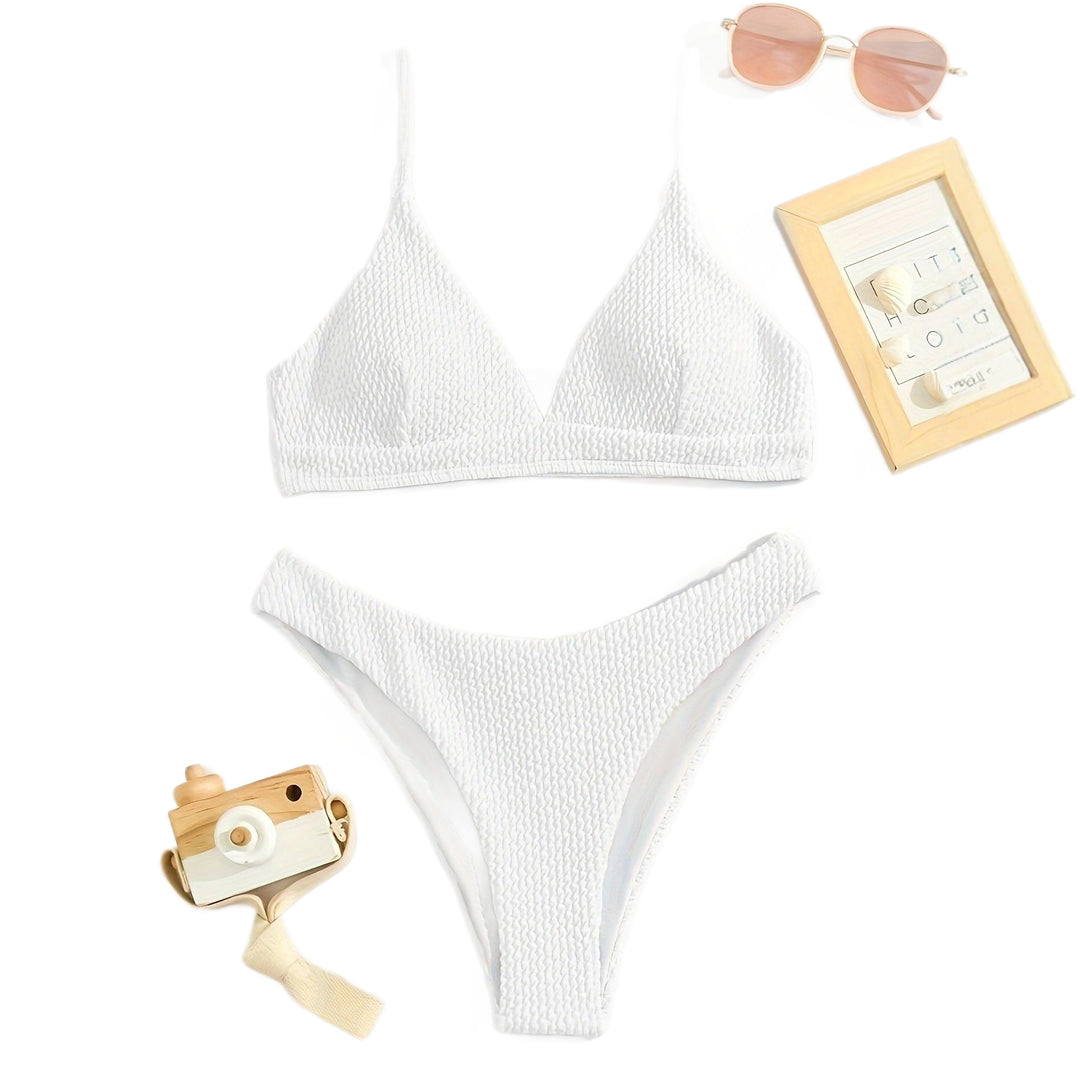 Damen Triangel-Bikini-Set mit strukturiertem Stoff und verstellbaren Trägern R&B