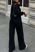 R&B | Vibes Halb Offenes Pullover Sweatshirt und Hose Zwei Teiliges Satz