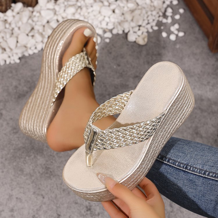 Damen Hochwertige Plateausandalen mit breiten Riemen R&B