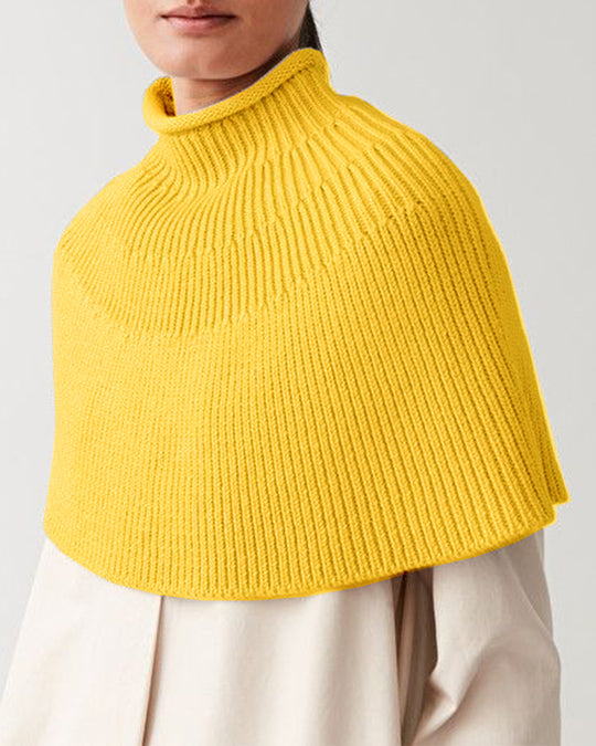 Damen Strick-Cape mit hohem Kragen und feiner Rippstruktur R&B