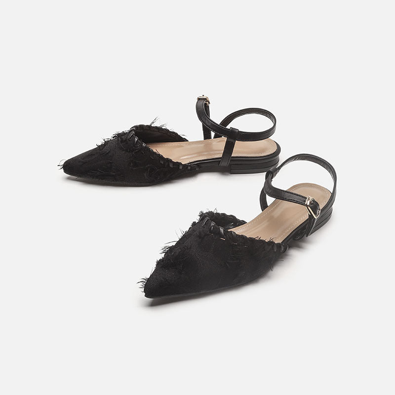 Damen Elegante Sling-Ballerinas mit feiner Fransenverzierung R&B