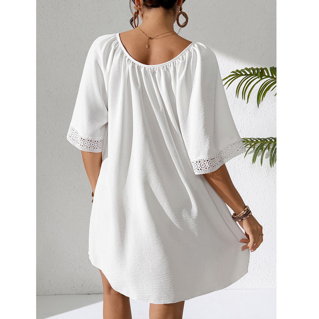 Damen luftiges Strandkleid mit verzierten Ärmeln R&B