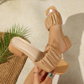 Damen elegante Blockabsatz-Sandalen mit gerafftem Riemen R&B