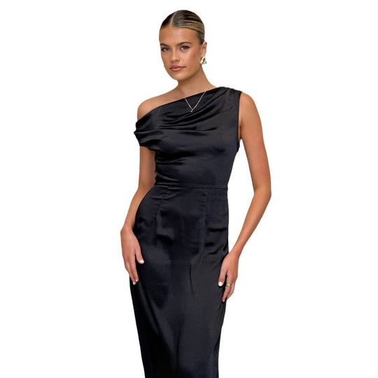 Damen Elegantes Maxikleid mit asymmetrischem Schnitt und dekorativem Draped-Design R&B