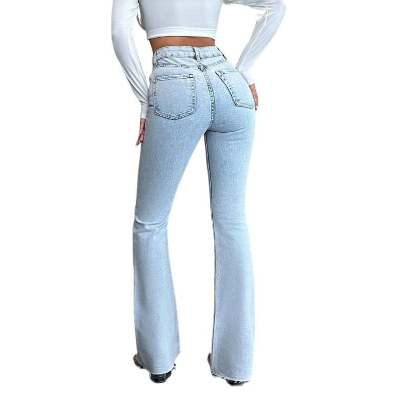 Damen Flared Jeans mit hohem Bund und lässigem Schnitt R&B