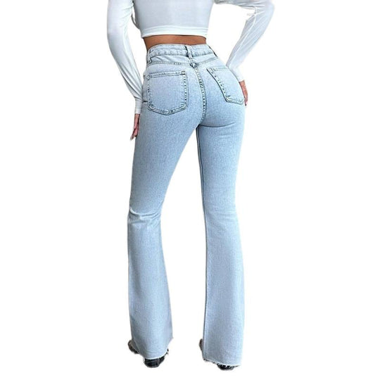 Damen Flared Jeans mit hohem Bund und lässigem Schnitt R&B