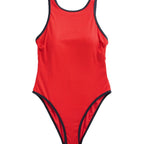 Damen sportlicher Einteiler Badeanzug mit Rippstruktur R&B