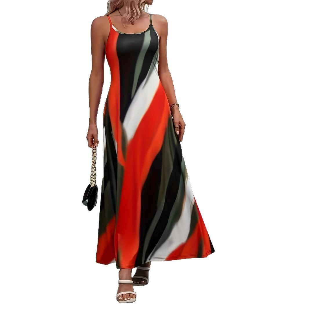 Damen Maxikleid mit verführerischem Farbverlauf und schmalen Spaghettiträgern R&B