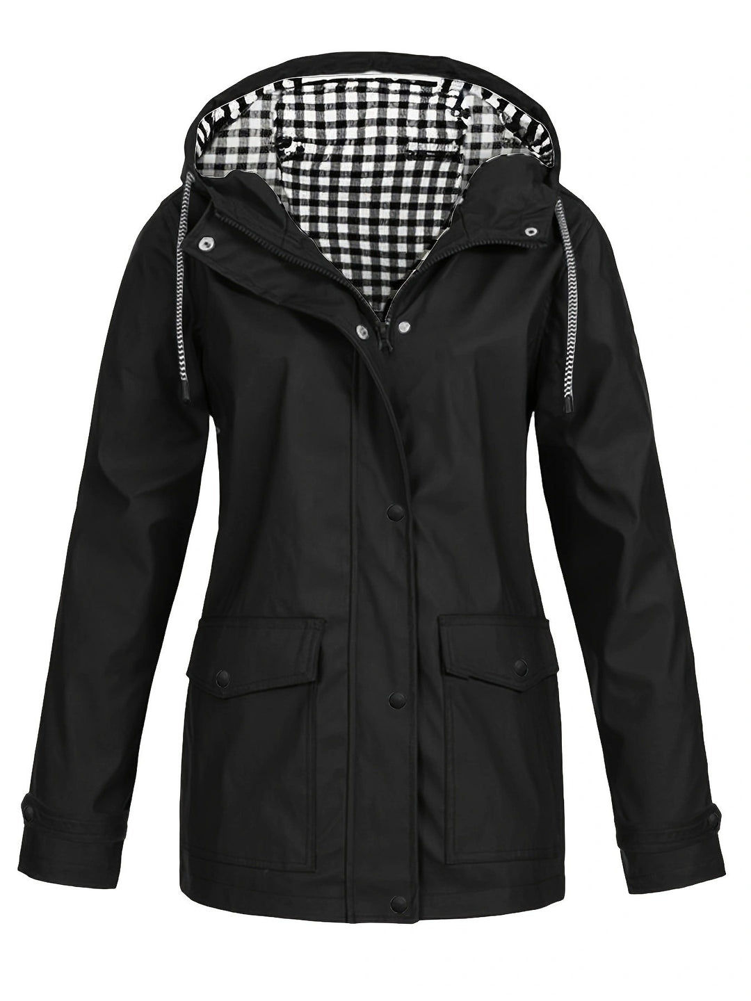 Damen modische Regenjacke mit kontrastierendem Innenfutter und praktischen Taschen R&B