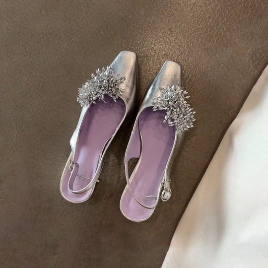 Damen Slingback-Pumps mit funkelnden Zier-Elementen und modischem Blockabsatz R&B