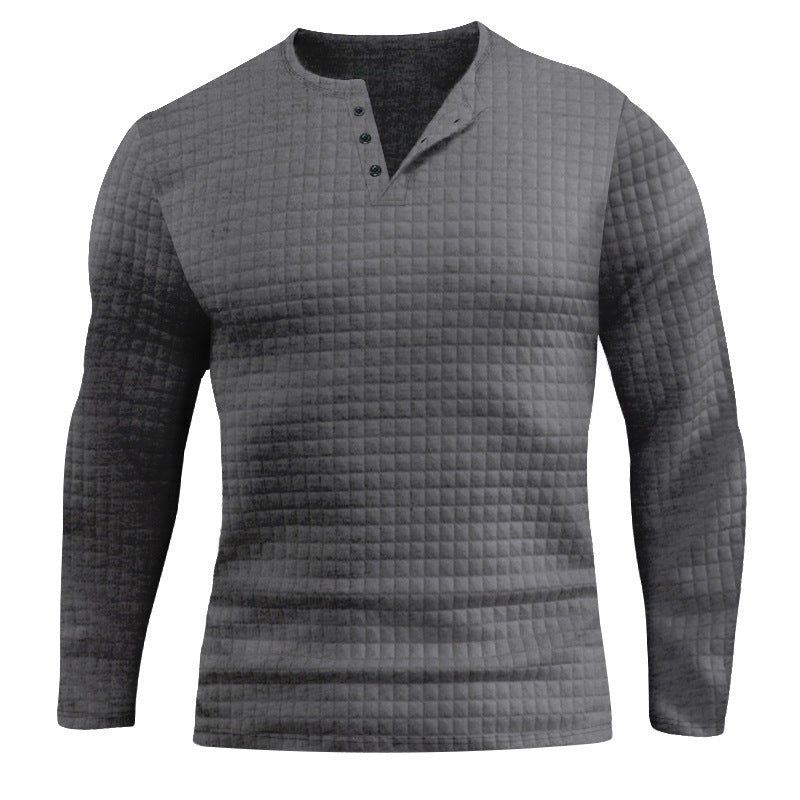 Herren Langarmshirt mit strukturiertem Design und modischem Knopfverschluss R&B