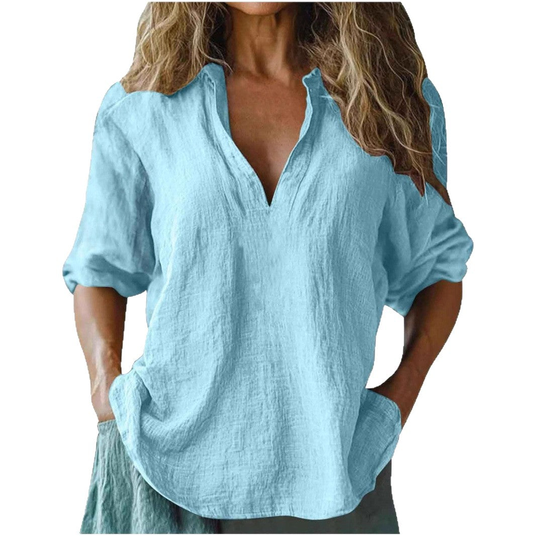 Damen lässige Leinenbluse R&B