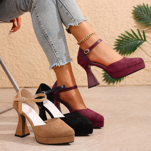 Damen Elegante Plateau-Pumps mit Riemchen R&B