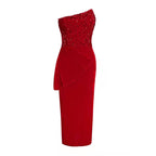 Damen Abendkleid mit asymmetrischem Ausschnitt und Pailletten