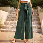 Damen lockere Palazzo-Hose mit Taillenschnürung und praktischen Taschen R&B