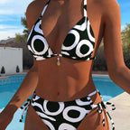 Damen Triangle-Bikini-Set mit verstellbaren Trägern und trendigen Schnürdetails R&B
