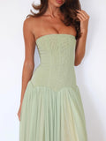 Damen Strapless Maxikleid mit elegantem Tüllrock und figurbetontem Oberteil R&B