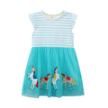 Mädchen Tüllkleid mit buntem Einhorn-Motiv und gestreiftem Oberteil R&B