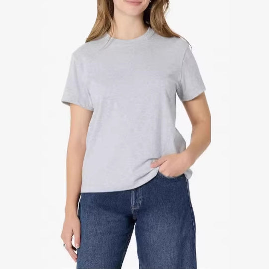 Damen lässiges Kurzarm-T-Shirt aus hochwertiger Baumwolle mit Rundhalsausschnitt R&B