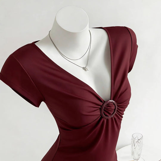 Damen Figurschmeichelndes Shirt mit dekorativem Ringdetail R&B