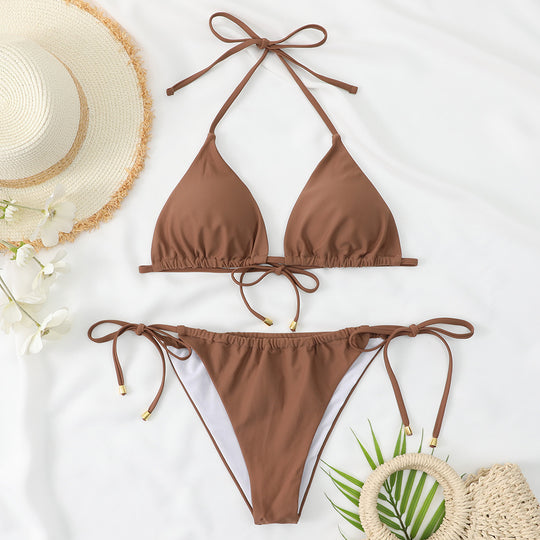 Damen Triangel-Bikini mit verstellbaren Bindebändern und raffinierten Details R&B