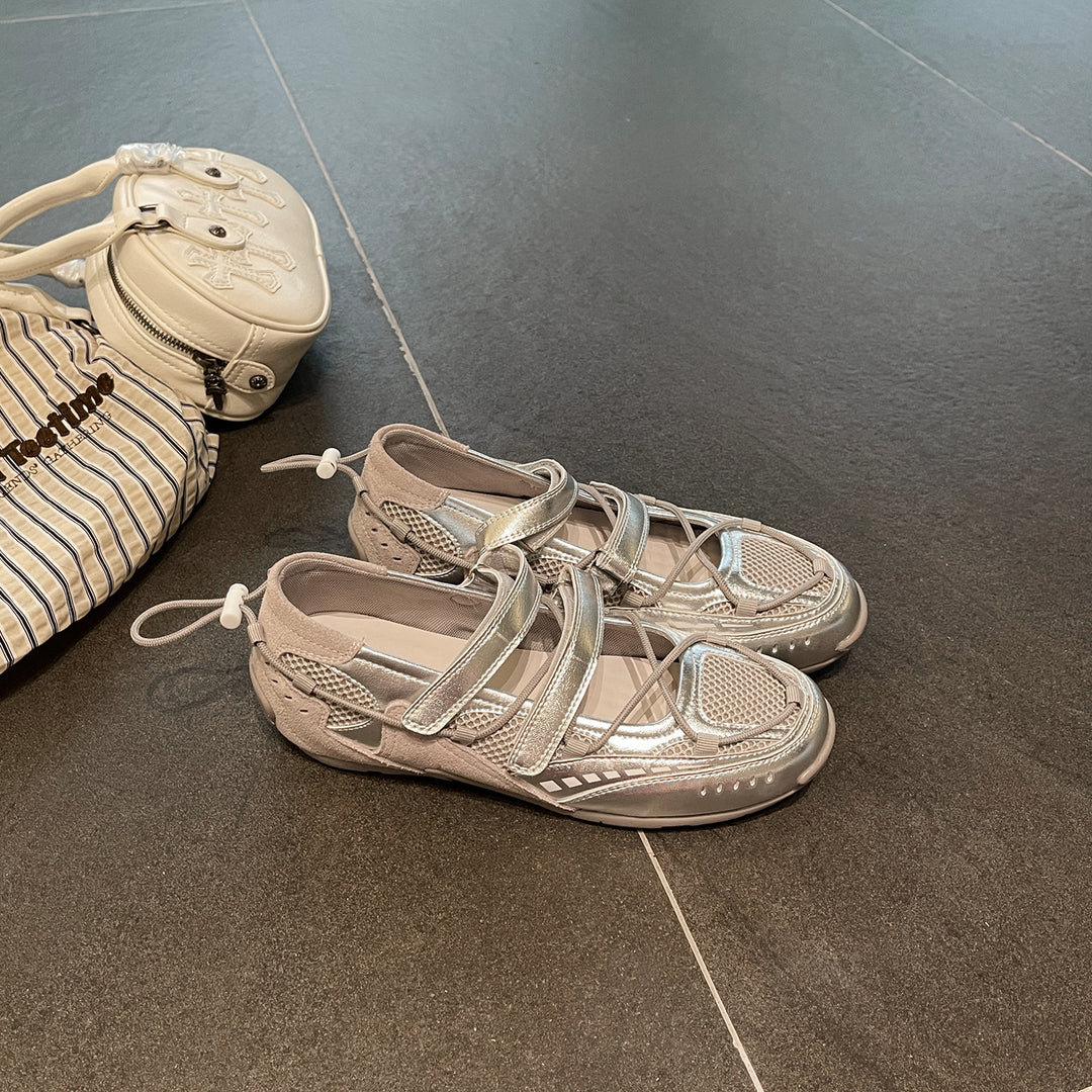 Damen modische Halbschuhe mit praktischem Klettverschluss und atmungsaktiver Mesh-Oberfläche R&B